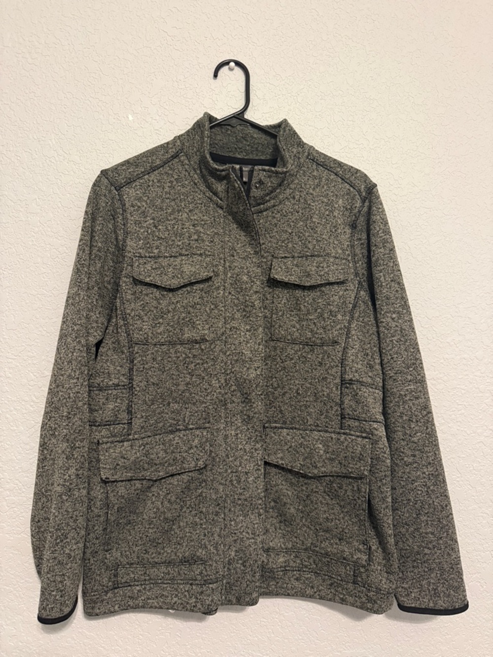 Eddie Bauer Heathered Gray Full-Zip Knit Jacket